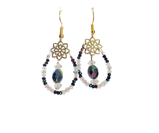 Black & Clear Drop Earrings