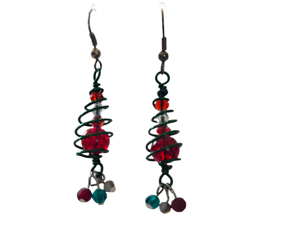 Christmas Wire Tree Dangle Earrings