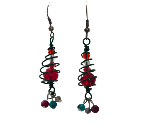 Christmas Wire Tree Dangle Earrings
