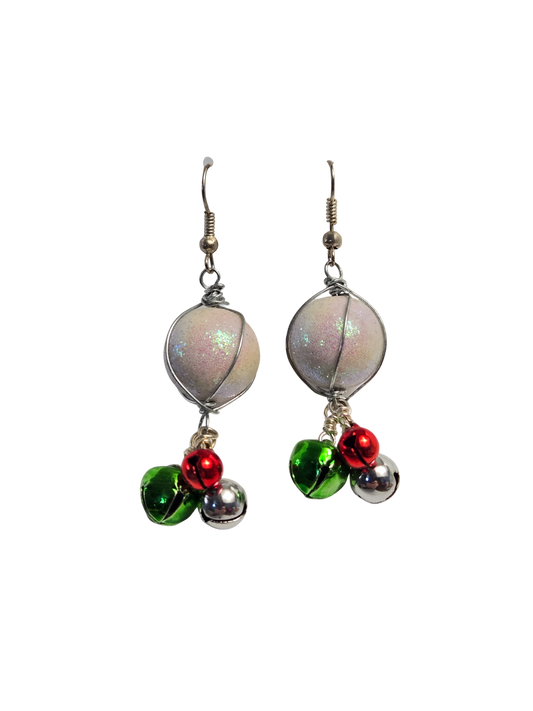 Glitter Snowball Bell Dangle Earrings