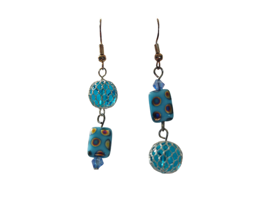 Blue Mesh Topsy Turvy Earrings