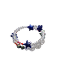 Red White & Blue Patriotic Memory Wire Bracelet | 4th of July Handmade Jewelry