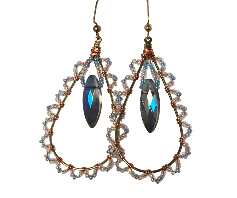 Teardrop wire wrapped earrings