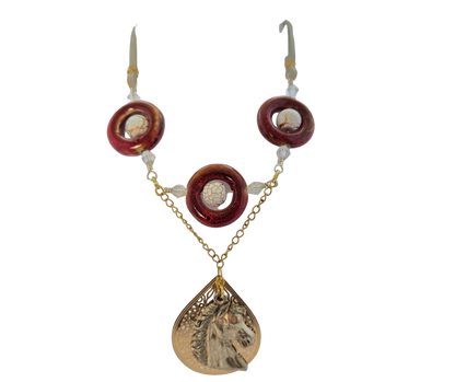 Western Horse & Leather Barrel Racer Necklace | Handmade Cowgirl Jewelry