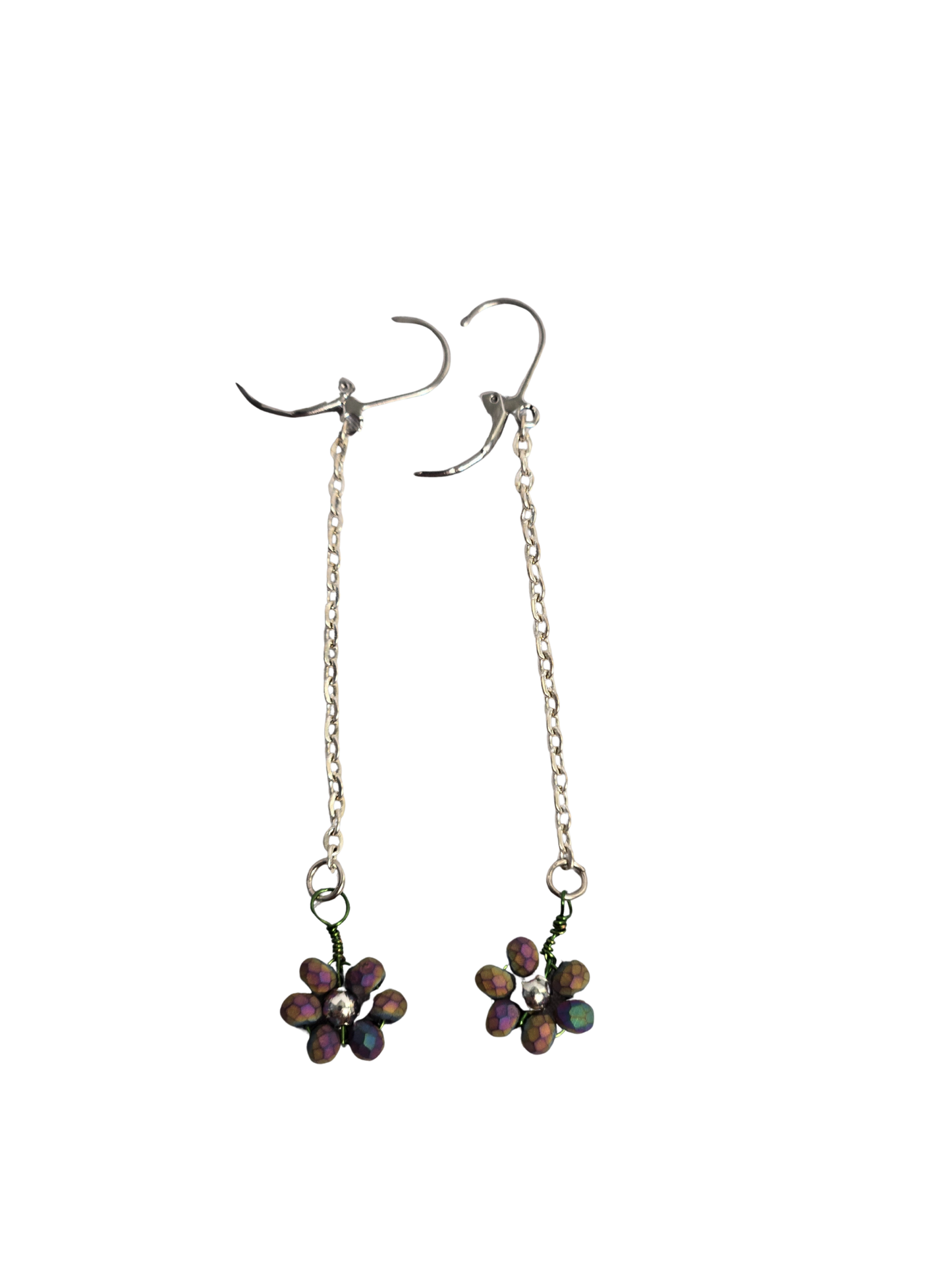 Rainbow Bead Flower Dangle Earrings