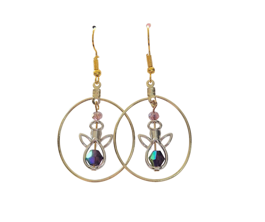 Purple Angel Hoop Earrings