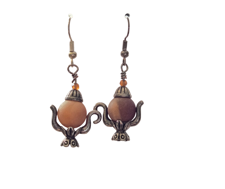 Aventurine Stone Teapot Earrings