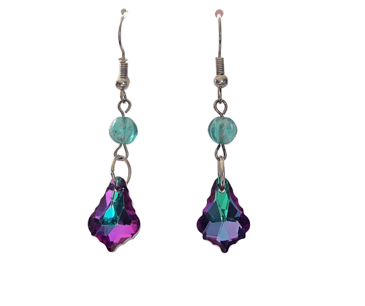 Blue & Multicolor Sparkling Teardrop Earrings