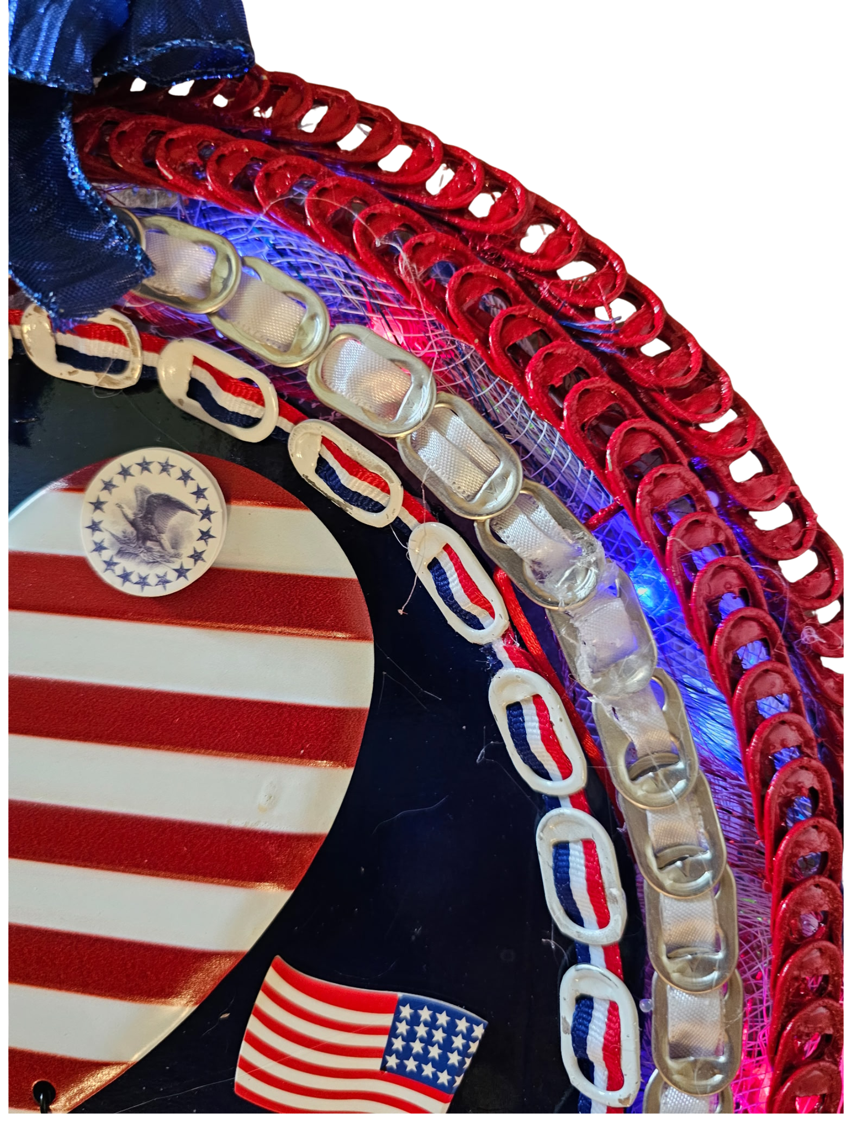 Handmade Patriotic Wreath with LED Lights – America the Beautiful