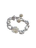 White Rose & Pearl Double-Strand Bracelet | Handmade Bridal Elegant Jewelry