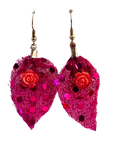Pendientes colgantes de rosa rosa brillante