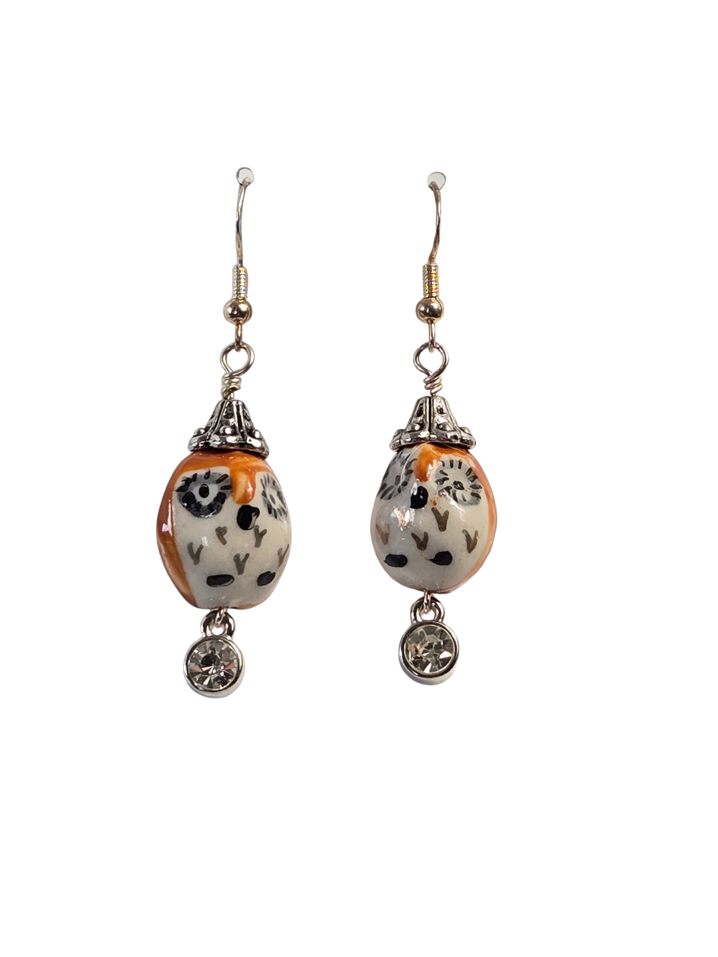 Handcrafted Ceramic Owl Dangle Earrings