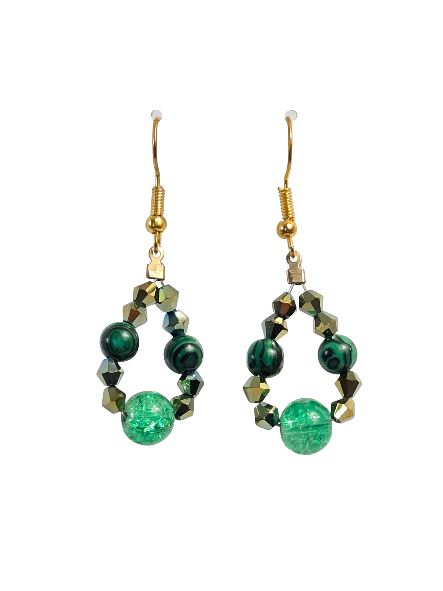 Beaded Teardrop Drop Earrings – Red or Green