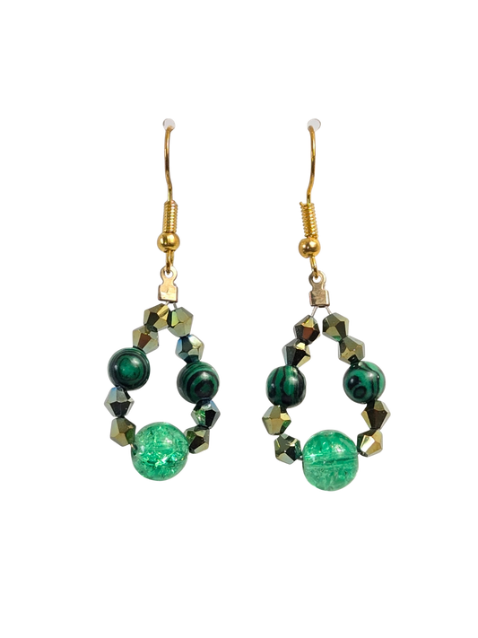 Beaded Teardrop Drop Earrings – Red or Green