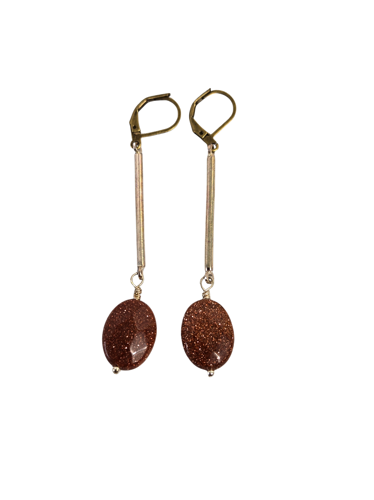 Goldstone Oval Drop Earrings