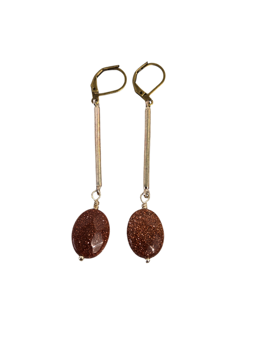 Goldstone Oval Drop Earrings