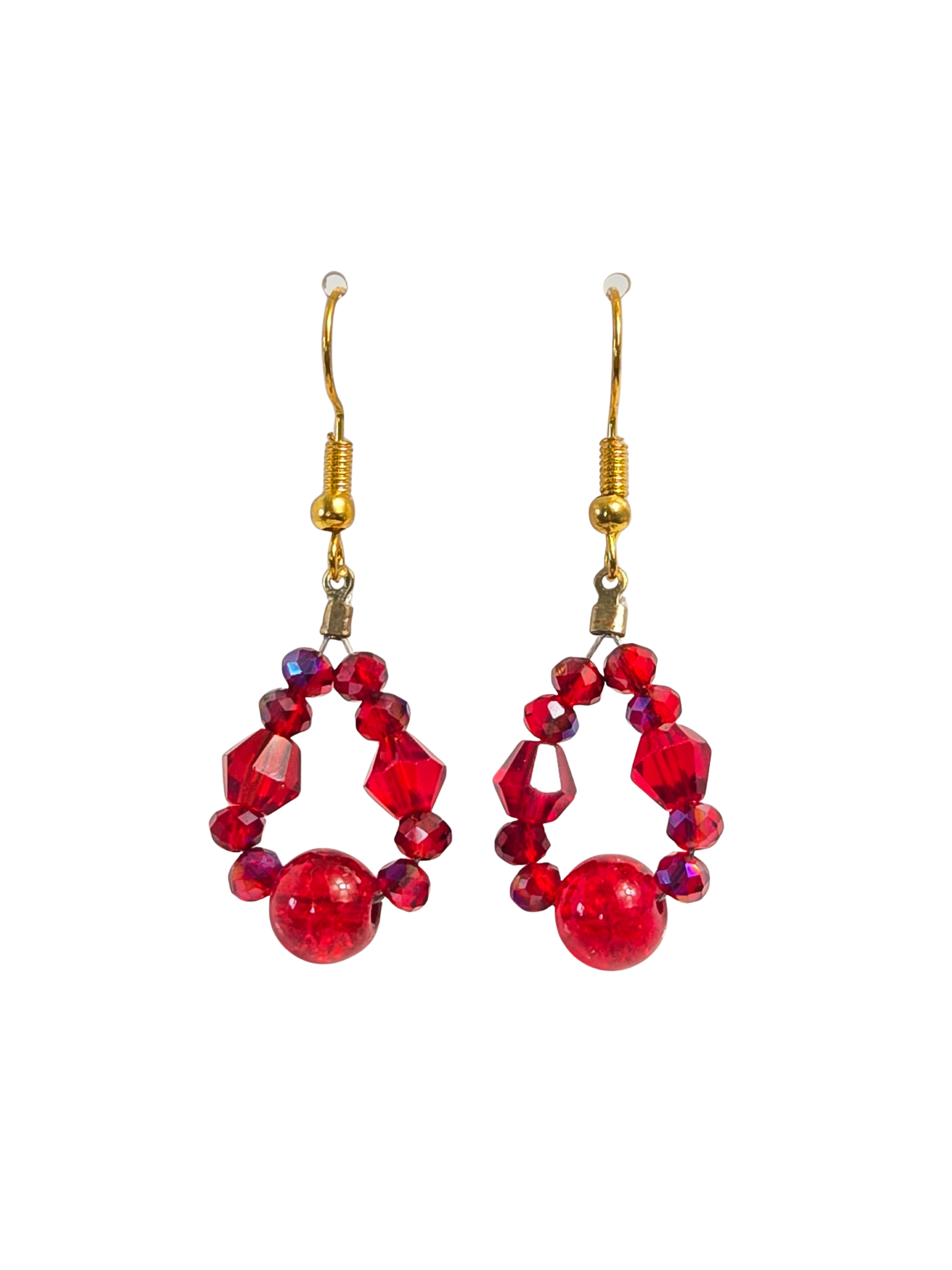 Beaded Teardrop Drop Earrings – Red or Green