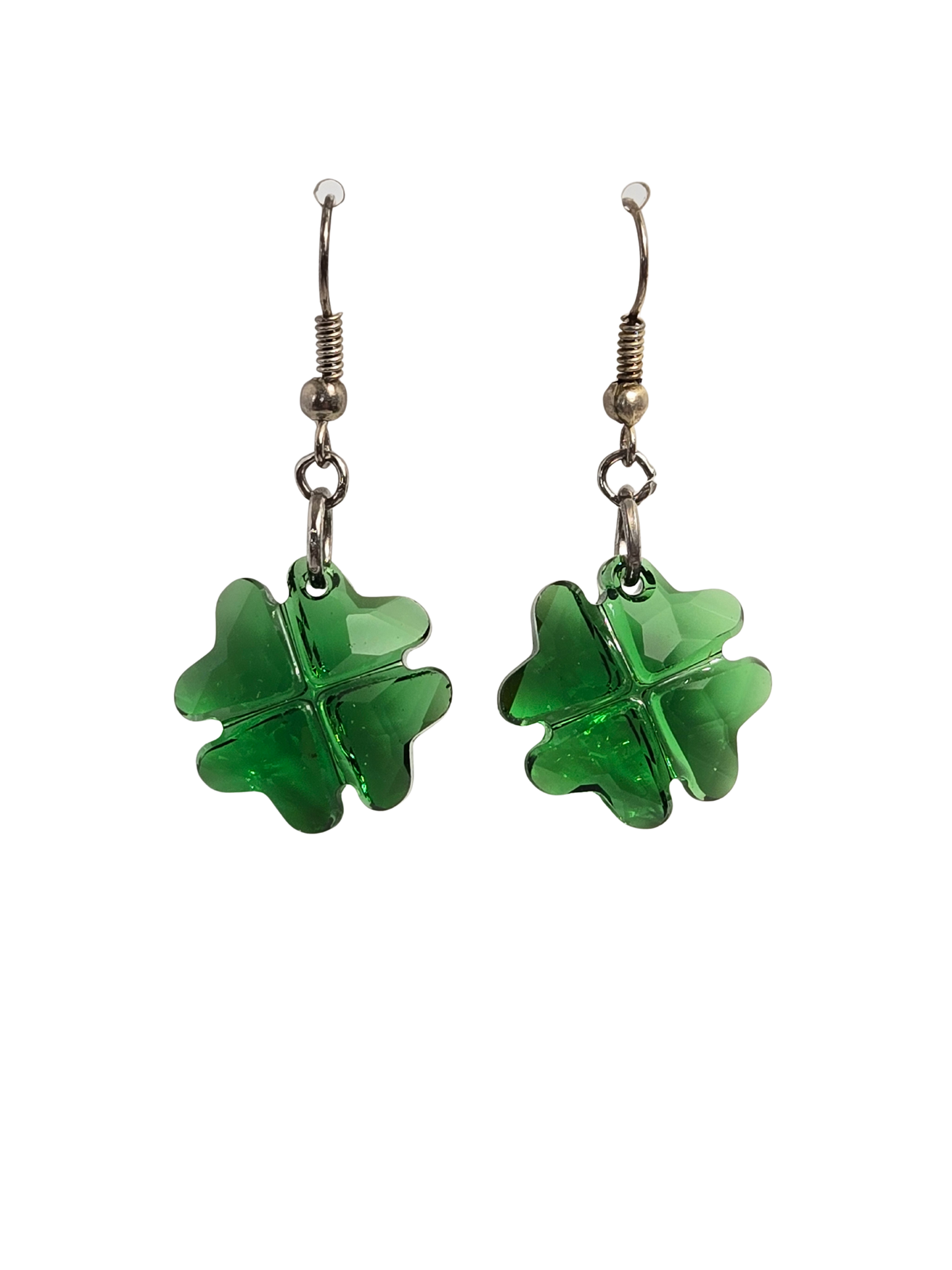 Deep Green Swarovski Crystal Four-Leaf Clover Earrings