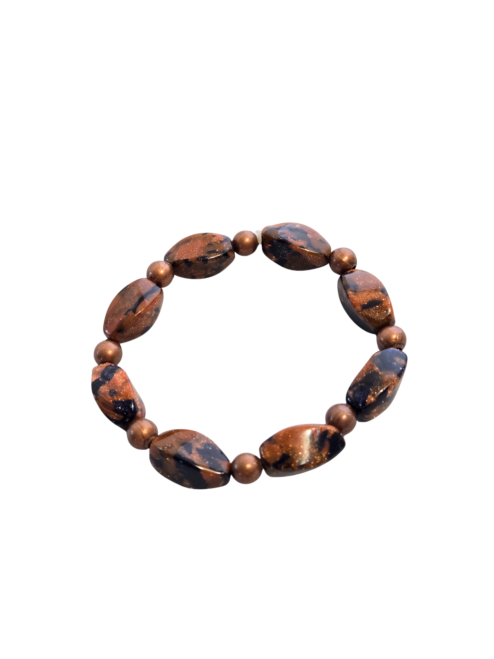 Goldstone Rectangle Bead Stretch Bracelet | Handmade Gemstone Jewelry