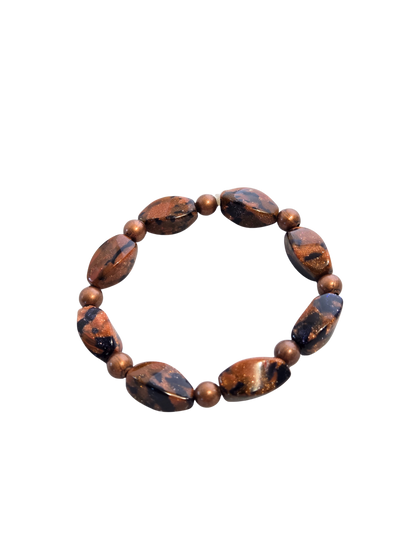 Goldstone Rectangle Bead Stretch Bracelet | Handmade Gemstone Jewelry