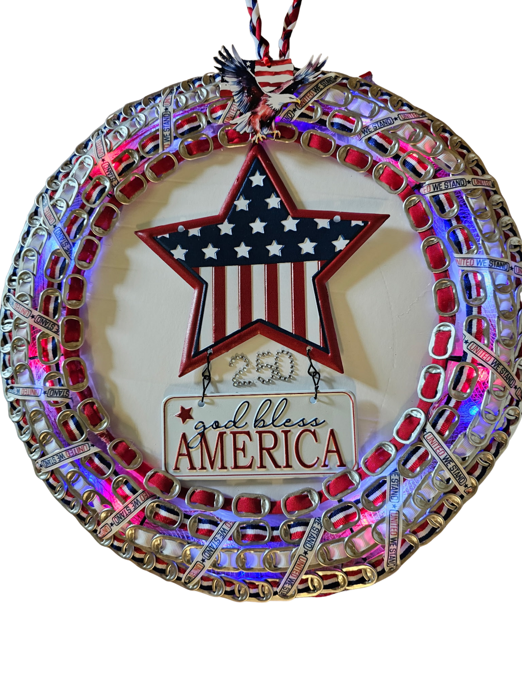 United We Stand Patriotic Beer Tab Wreath