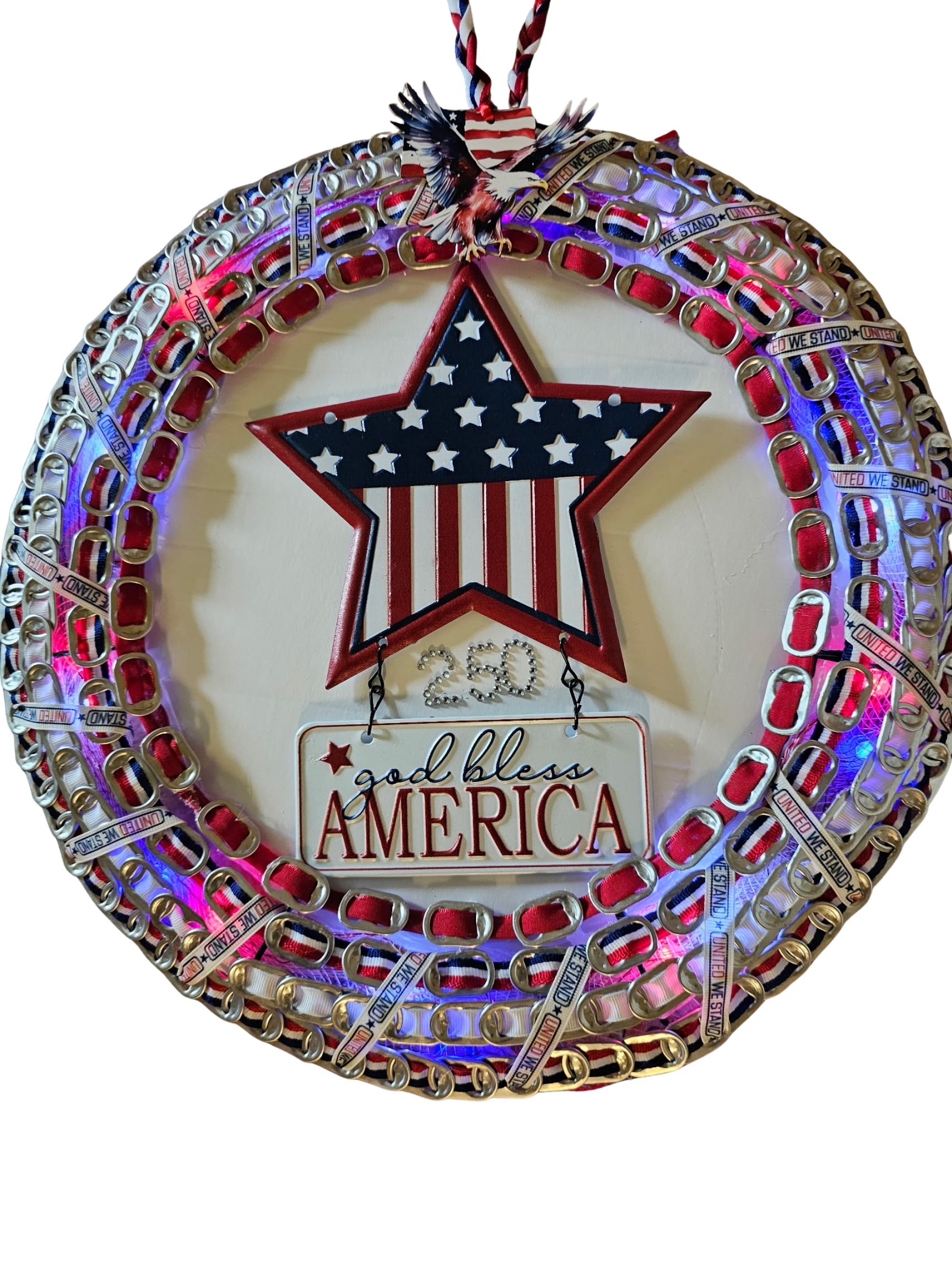 United We Stand Patriotic Beer Tab Wreath