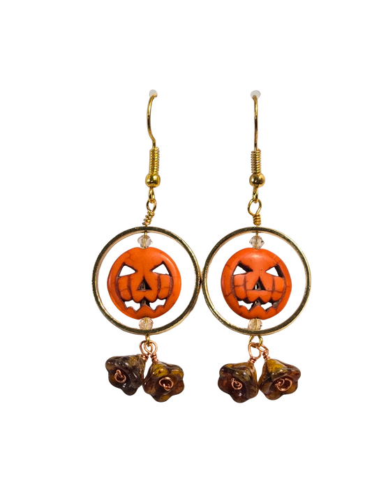 Pumpkin Hoop Dangle Earrings