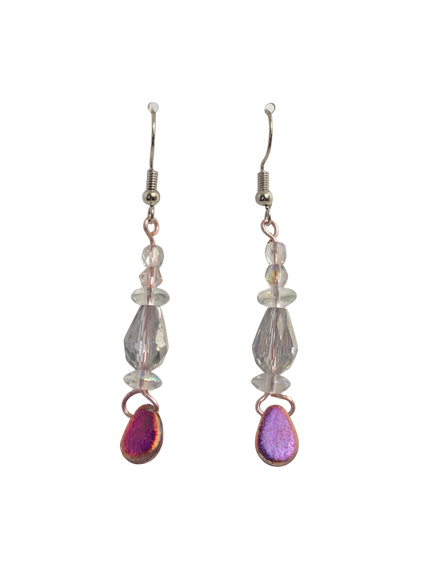 Purple Crystal Drop Earrings