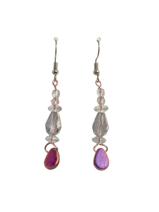Purple Crystal Drop Earrings