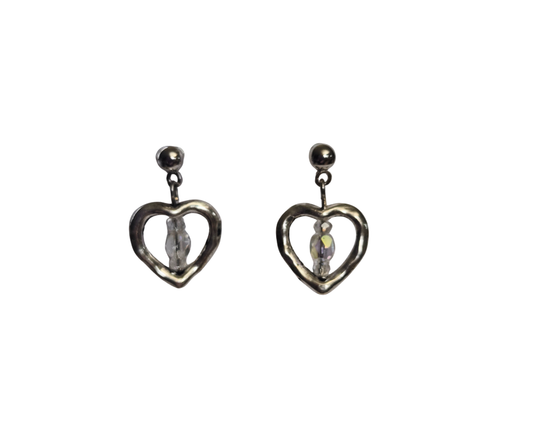 Crystal Sparkle Heart Stud Earrings