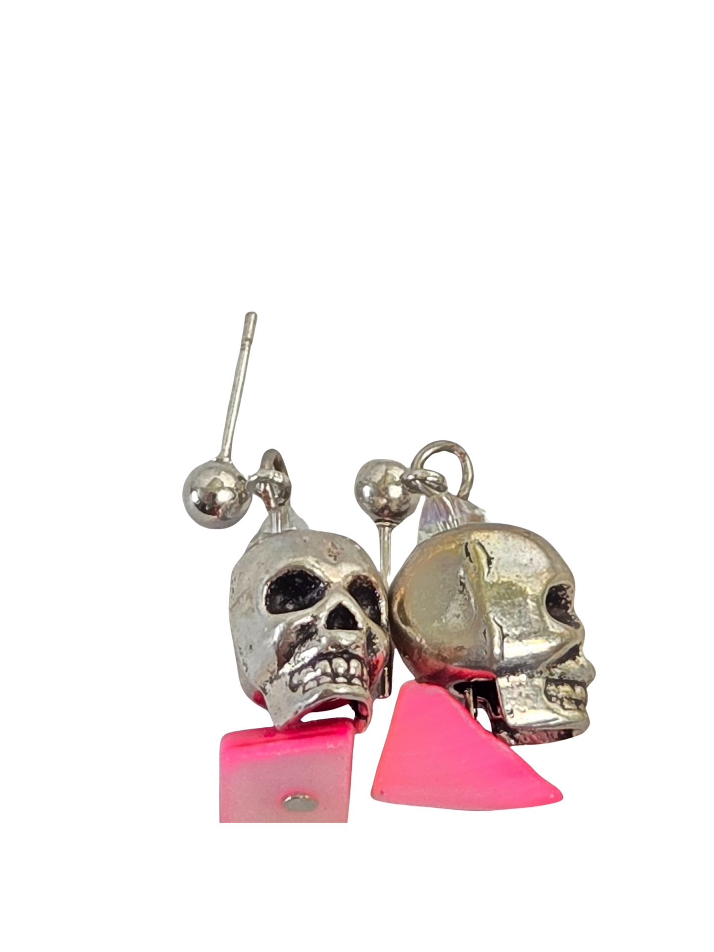 Skull & Pink Shell Stud Earrings