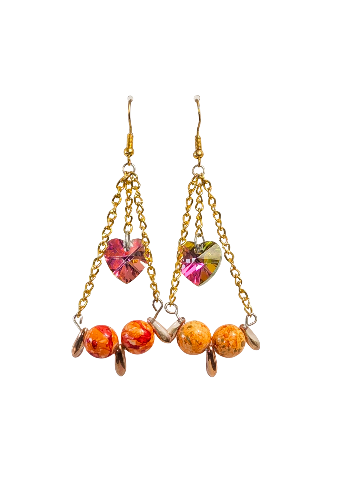 Color-Shift Heart & Dagger Swing Dangle Earrings