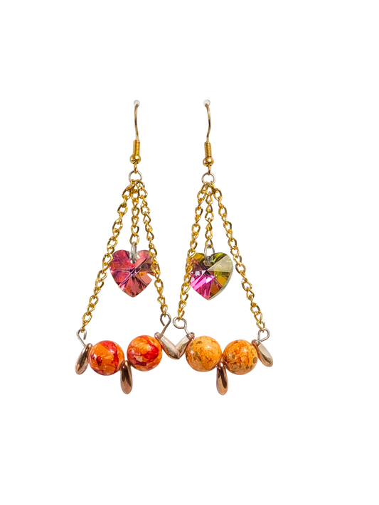 Color-Shift Heart & Dagger Swing Dangle Earrings