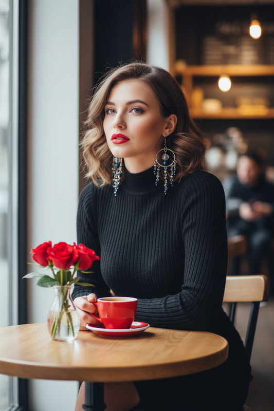 Blue Cascading Hoop Earrings Café Lifestyle