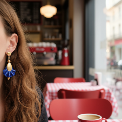 Cobalt Blue Teardrop Earrings Lifestyle