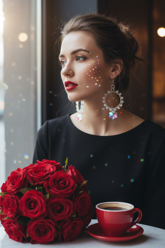 Crystal Bicone Hoop Earrings Café Lifestyle