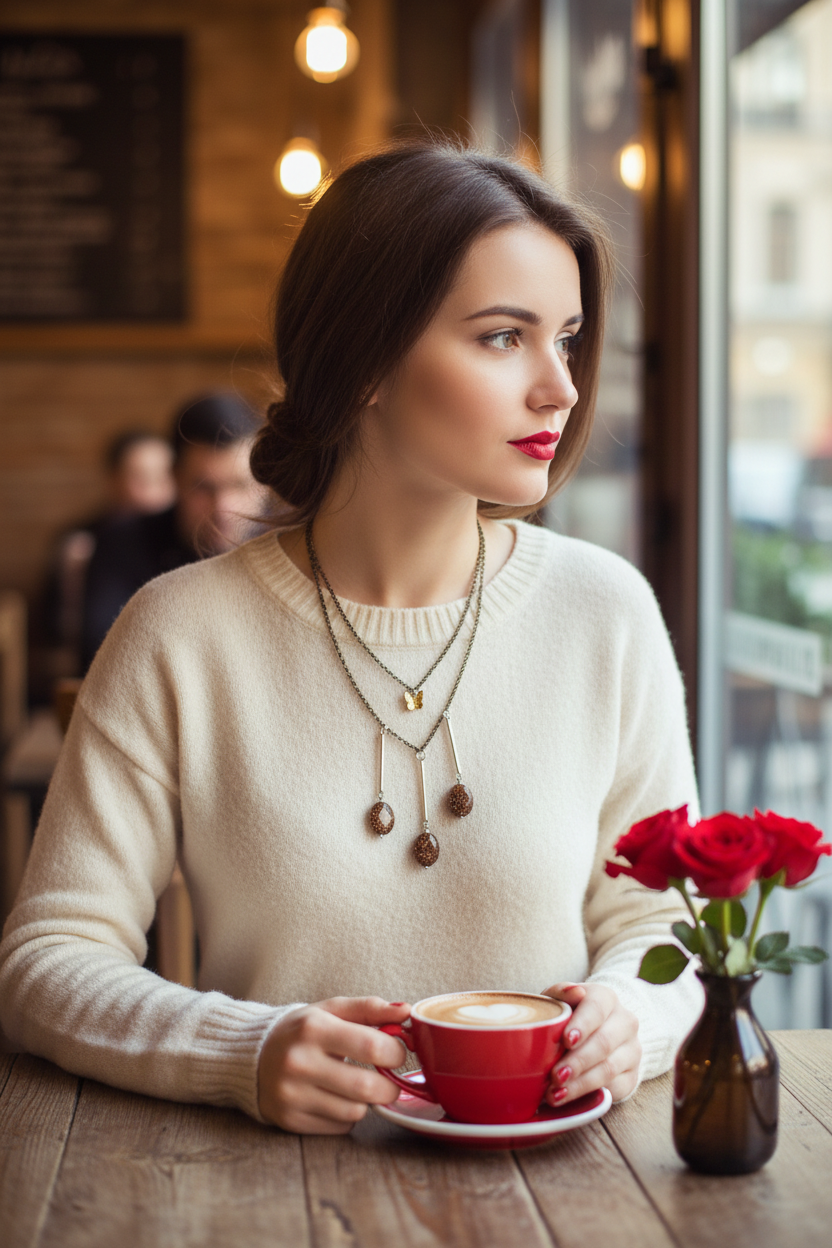 Goldstone Butterfly Layered Necklace Café Lifestyle