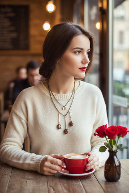 Goldstone Butterfly Layered Necklace Café Lifestyle