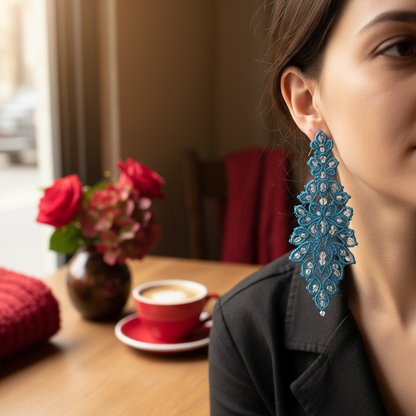 Hand-Tatted Lace Earrings Lifestyle