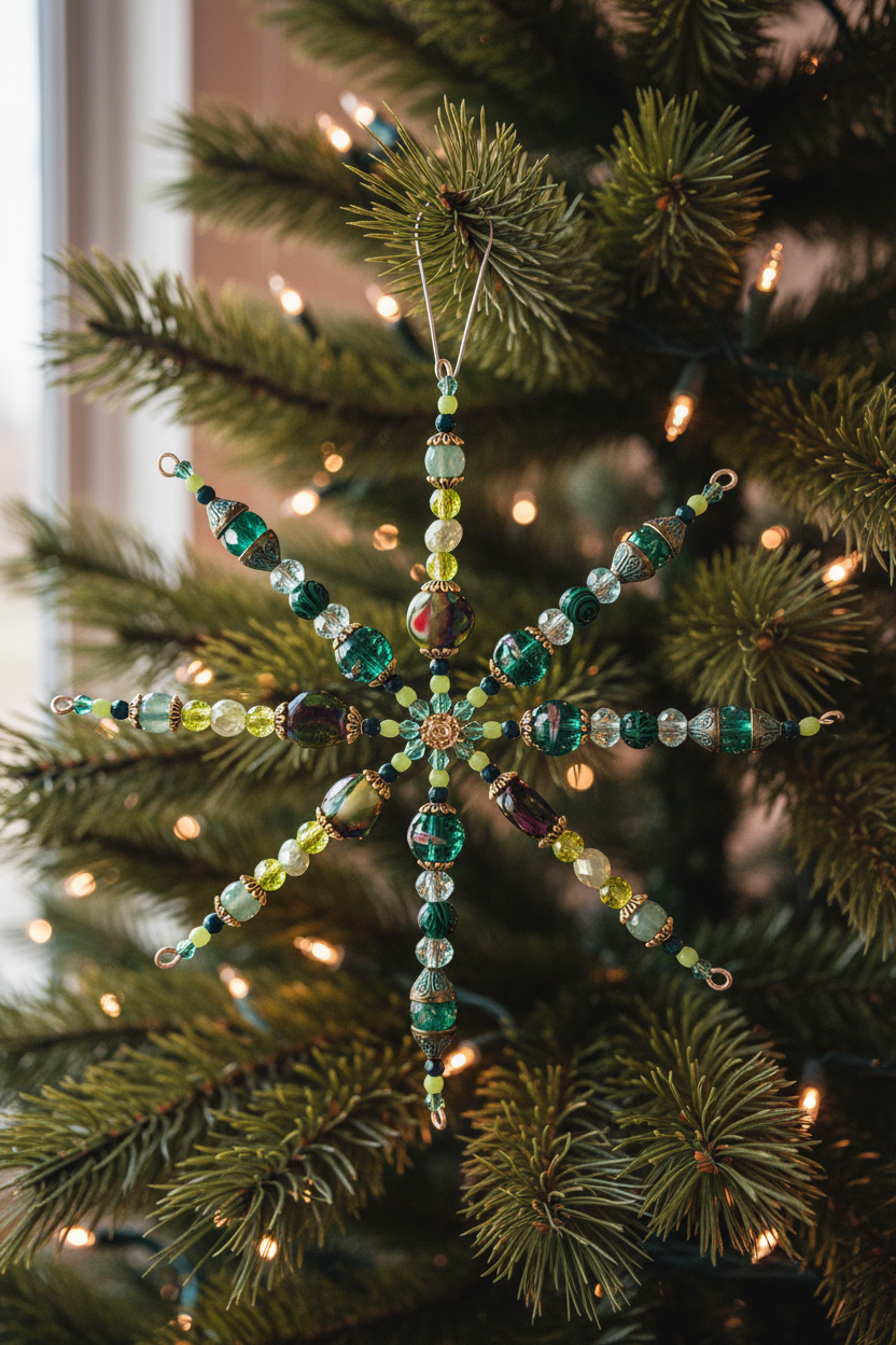 Handmade Beaded Christmas Ornament Lifestyle
