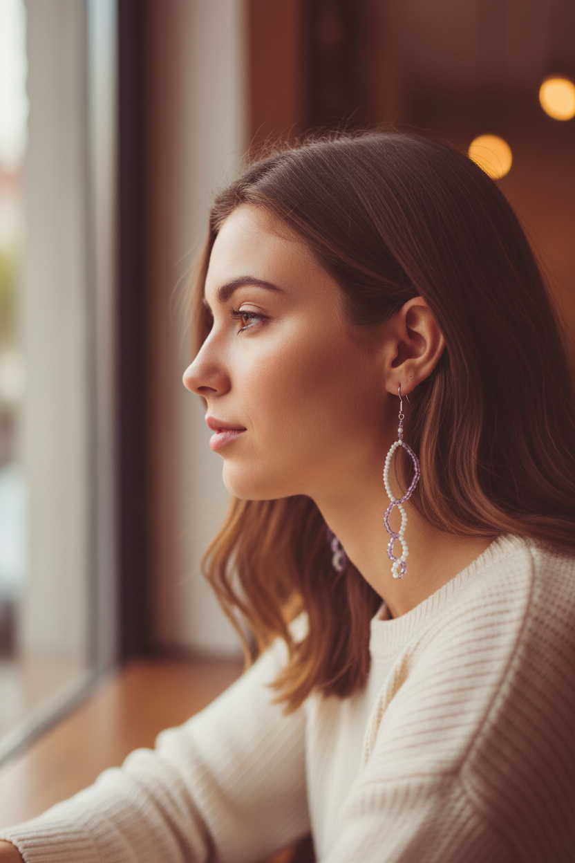 Oval Beaded Loop Earring Lifestyle