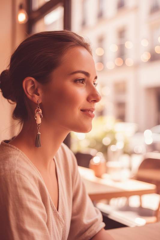 Pale Pink Flip Flop Tassel Earrings Lifestyle