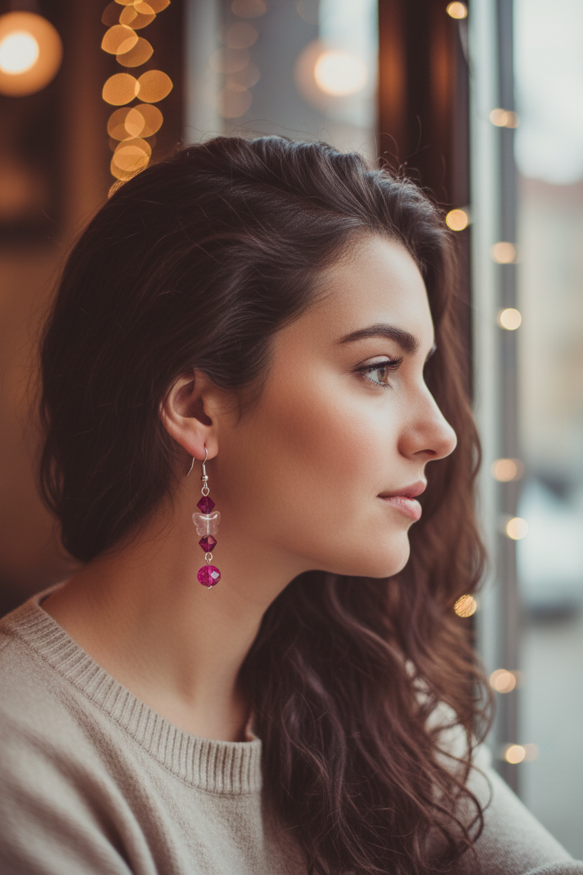 Pink Butterfly Earrings Lifestyle