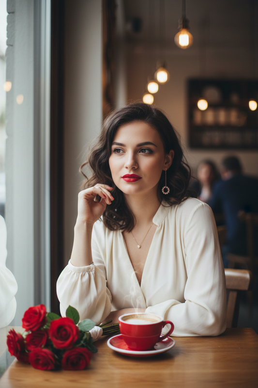 Pink Hoop Drop Earrings Café Lifestyle