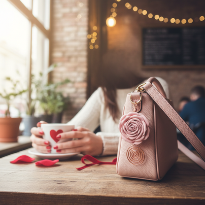 Pink Rose Purse Charm Lifestyle