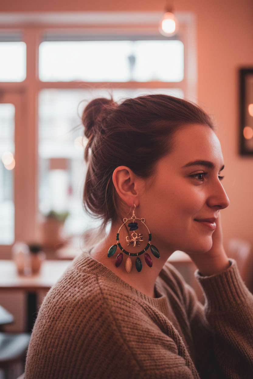 Terrier Hoop Dangle Earrings Lifestyle