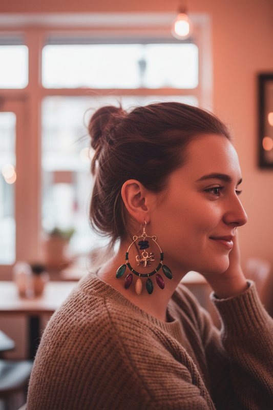 Terrier Hoop Dangle Earrings Lifestyle
